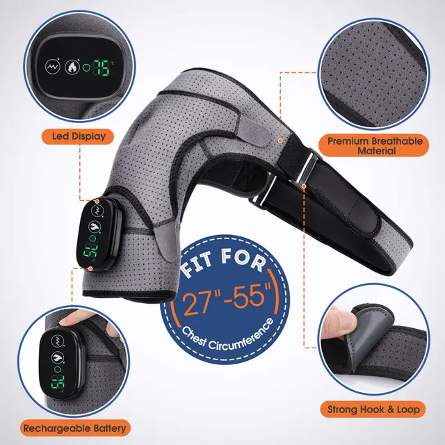 Electric Shoulder Massager Heating Vibration Massage Support Belt Knee Arthritis Pain Relief Thermal Physiotherapy Brace 4
