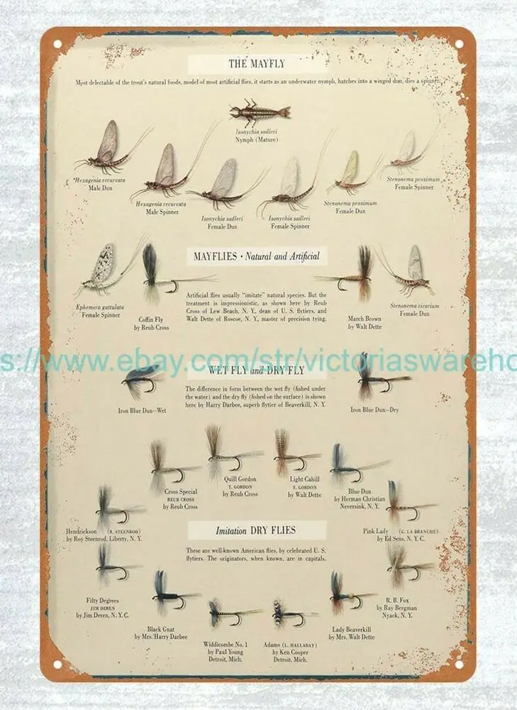 

Металлические жестяные таблички с изображением ловли нахлыстом Mayfly