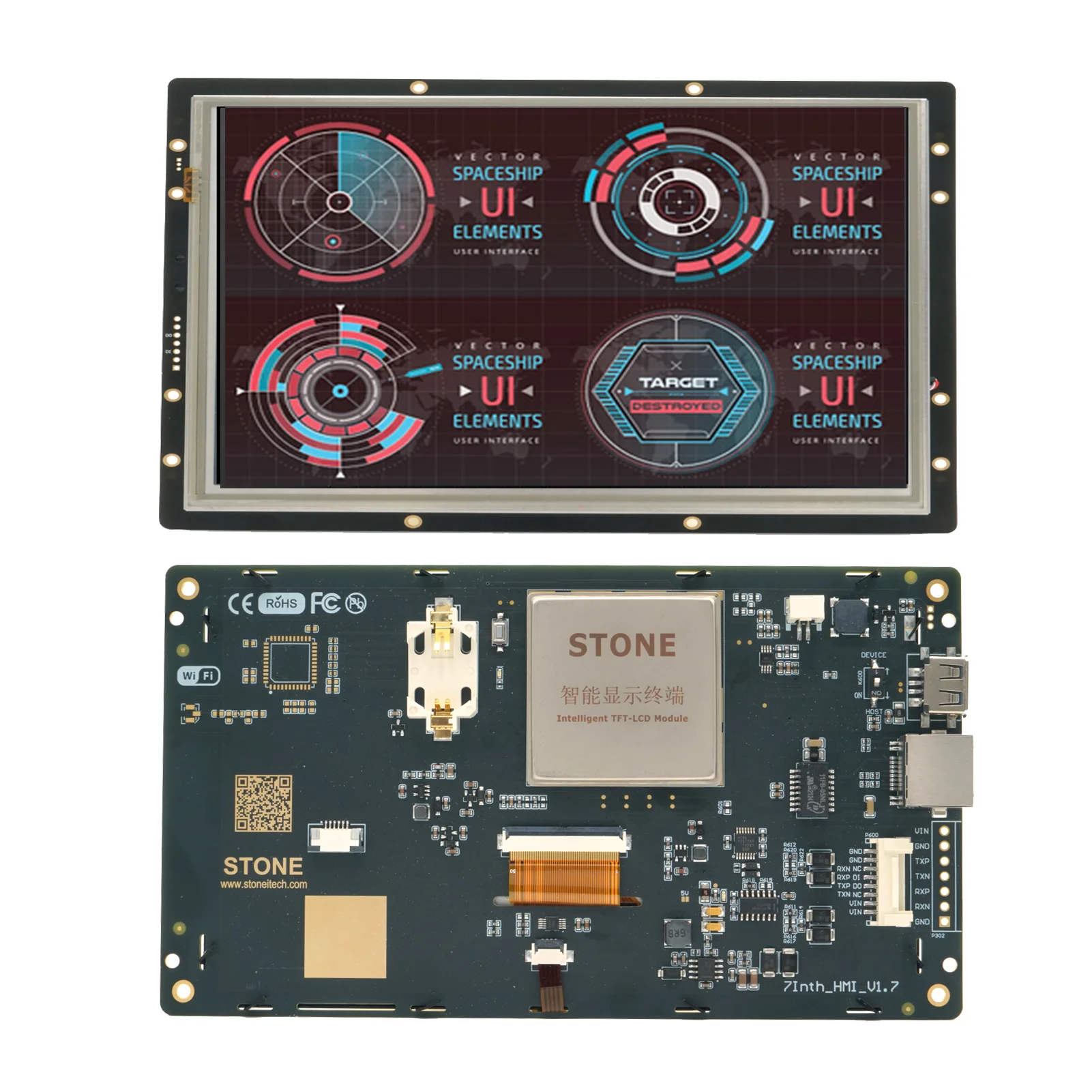 SCBRHMI 7.0 Industry Type HMI Smart UART Serial Touch TFT LCD Module Display Panel for Arduino ESP32 ESP8266