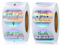 100 500pcs rainbow laser thank you for supporting my small business stickers gift envelope sealing shipping mail labels 1inch