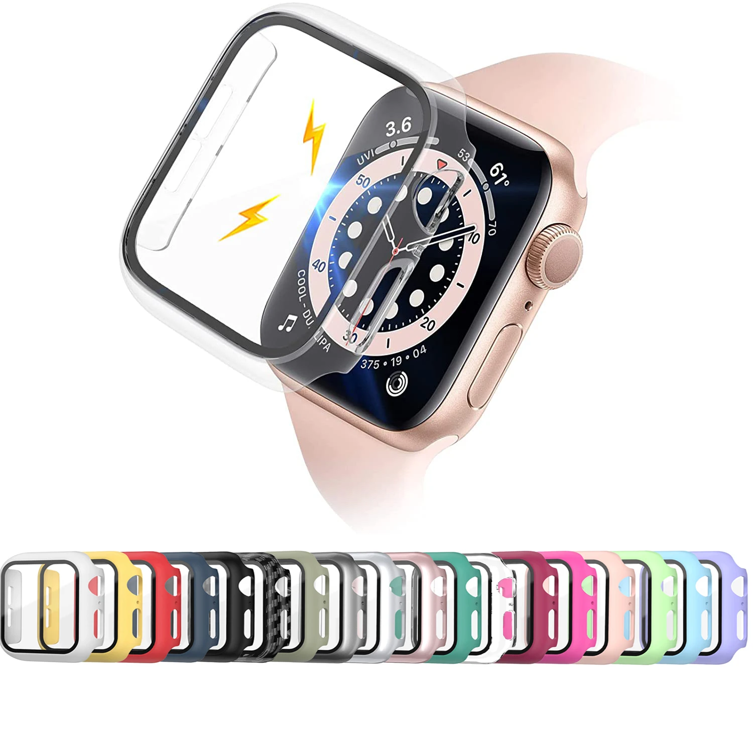 Жесткий чехол из поликарбоната для Apple Watch серии 45 мм 41 44 40 42 38 закаленный защитный