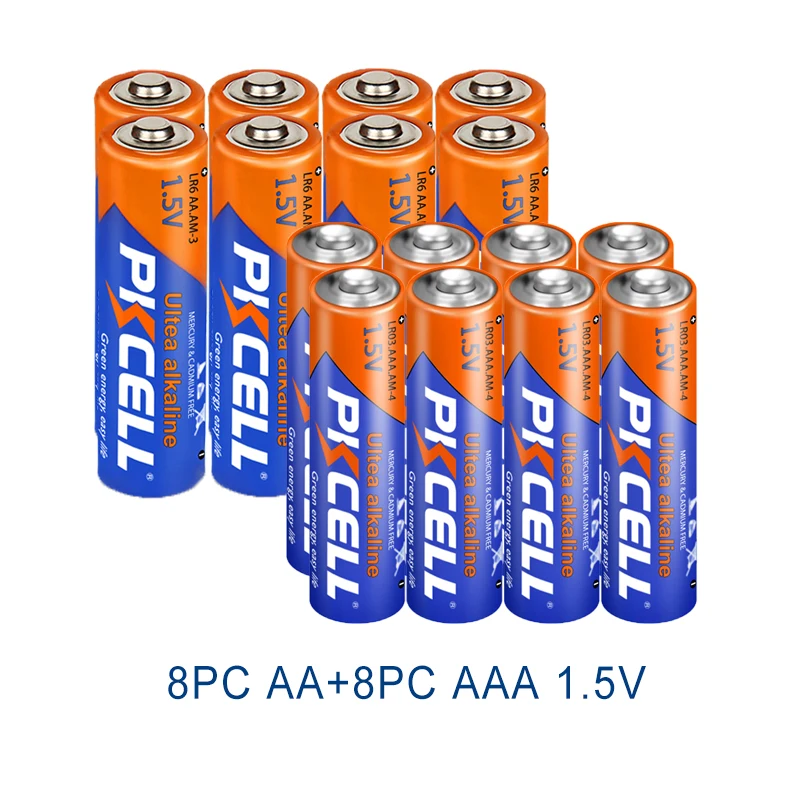 

(16PC PACK) 8PC LR03 E92 AM4 MN2400 AAA battery+8PC AA LR6 E91 AM3 MN1500 1.5V Alkaline Battery Dry Primary battery for toys