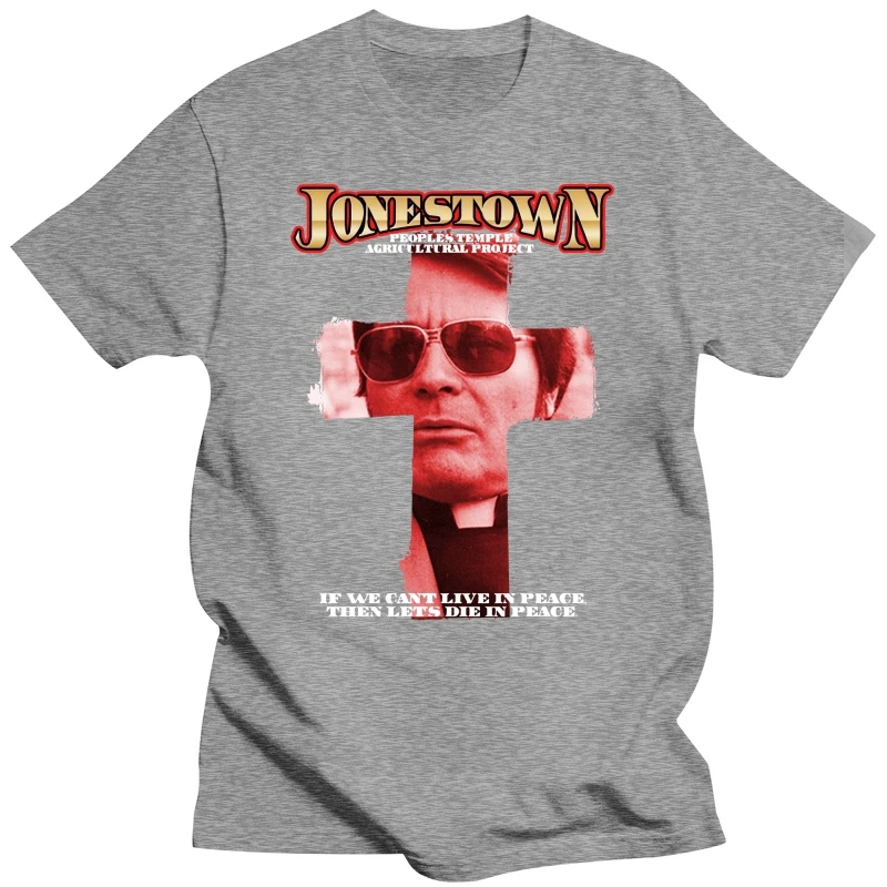 Новинка черная футболка Jonestown Джим Джонс с изображением людей храма злого культа