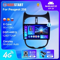 navistart car radio autoradio for peugeot 206 2000 2016 2 din android 10 autoradio dvd stereo gps navigation carplay dvd player