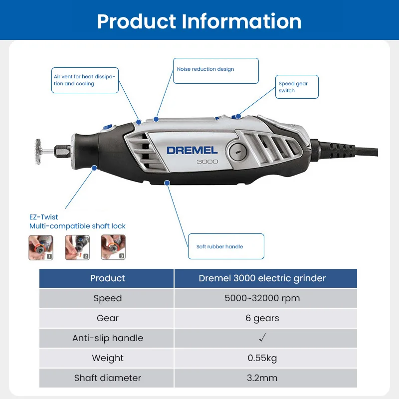 Набор инструментов Dremel с вращением на 3000 градусов миниатюрная электрическая