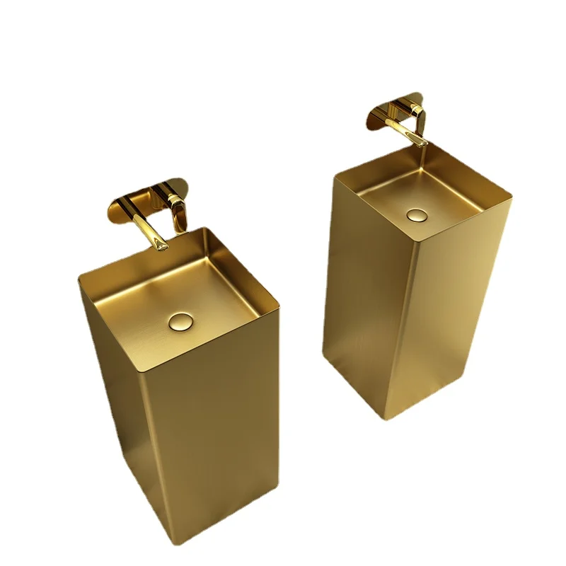 

Wyj Golden Affordable Luxury Style Stainless Steel Wash Basin Basin Integrated Hotel Washbasin