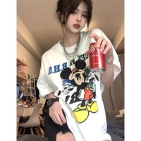 disney 100 cotton womens mickey short sleeve creative simple printed t shirt couple casual street oversized round neck tee