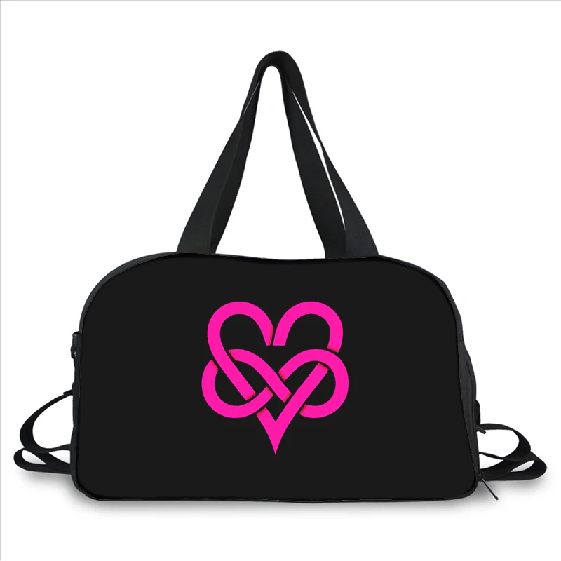 Love Heart colourful rose 3D printing fashion trend portable large capacity multi-function messenger bag travel bag