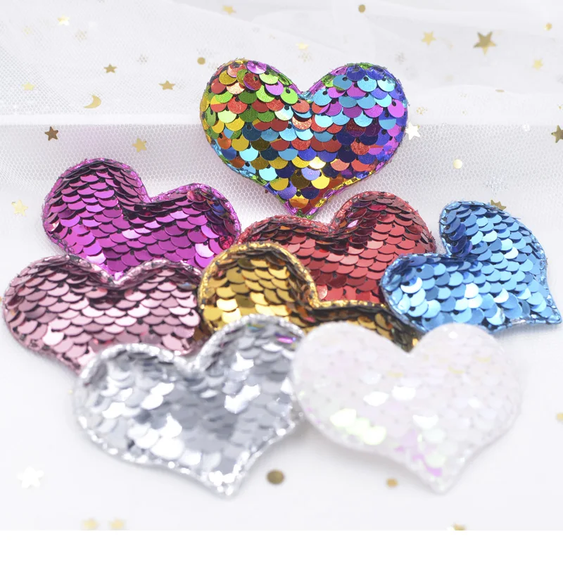 

16Pcs Slap-up Glitter Paillette Padded Patches Heart Appliques for Craft Bag Clothes Sewing Supplies DIY Hair Bow Decoration