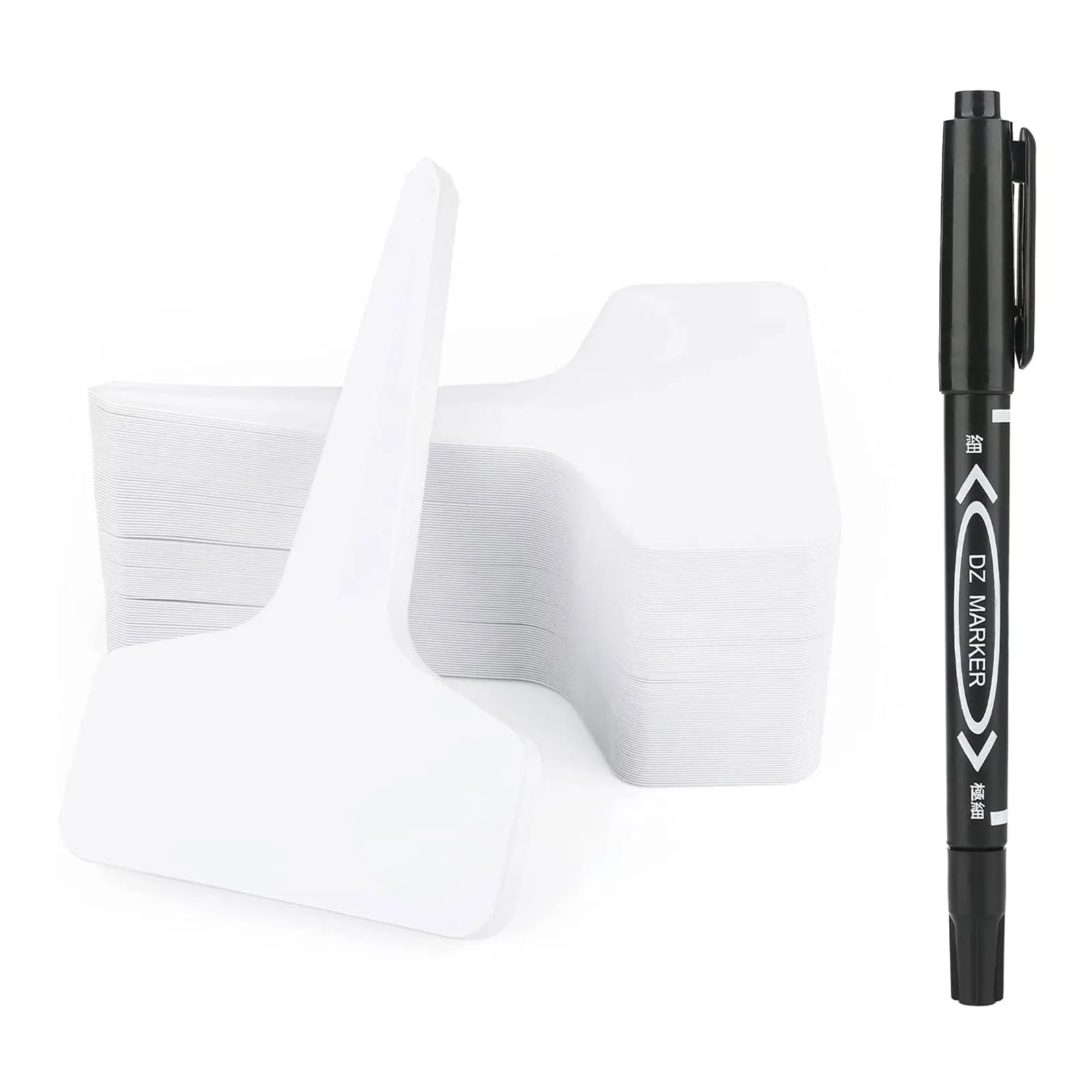 

100Pcs White Plants Labels Tags Sign with Marking Pen Garden Bonsai Potted Flowers Seed Nursery Plates Stake Type Label