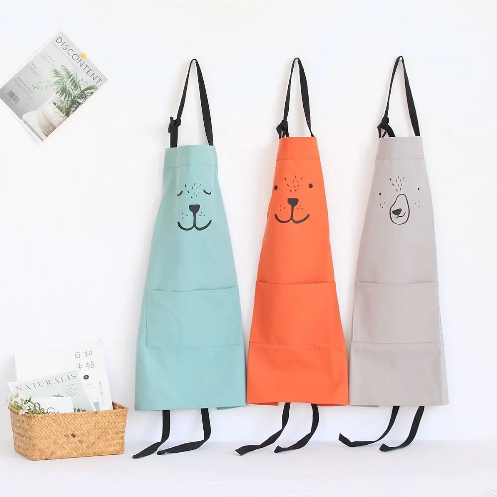 

with Pockets Apron Cotton Bib Cute Chef Apron for Cooking Kid Adult Home Cafe