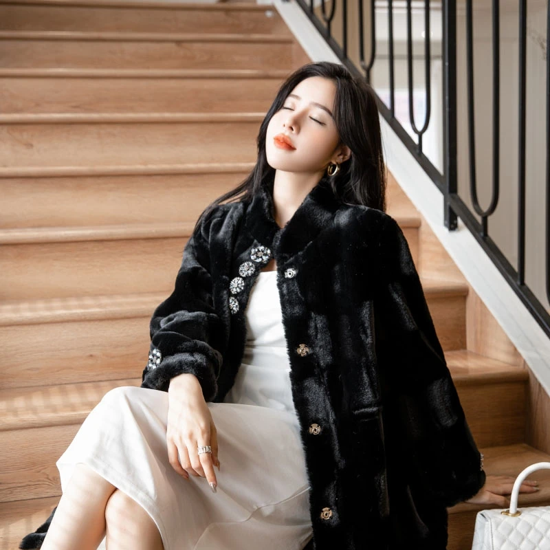 Winter Jacket Women 2022 New High Quality Loose Long Faux Fur Coat Office Lady Thick Double Faced Fur Parkas Famale Clothing