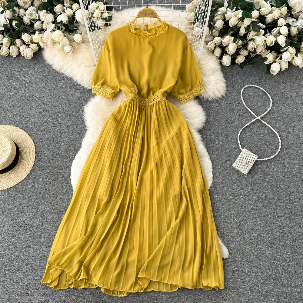 

Женское облегающее длинное платье, элегантное праздничное платье с воротником-стойкой и коротким рукавом, кружевное лоскутное платье с пли...