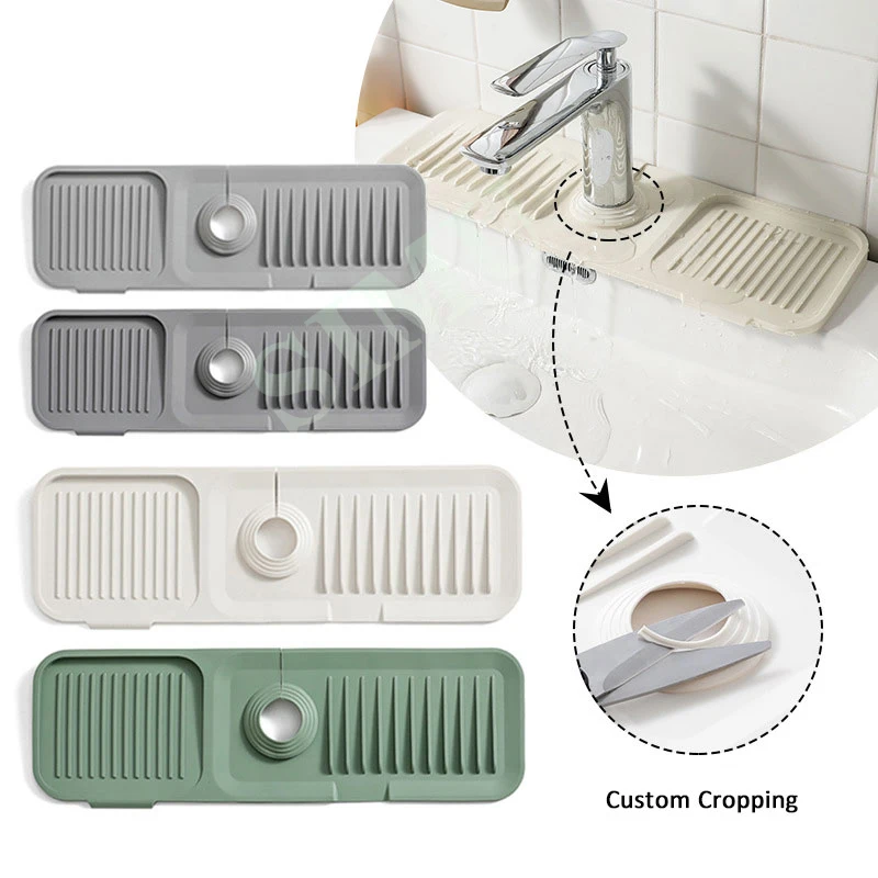 

Kitchen Silicone Faucet Mat Sink Splash Guard Faucet Drainage Pad Drying Pad Kitchen Bathroom Countertop Protection Mat