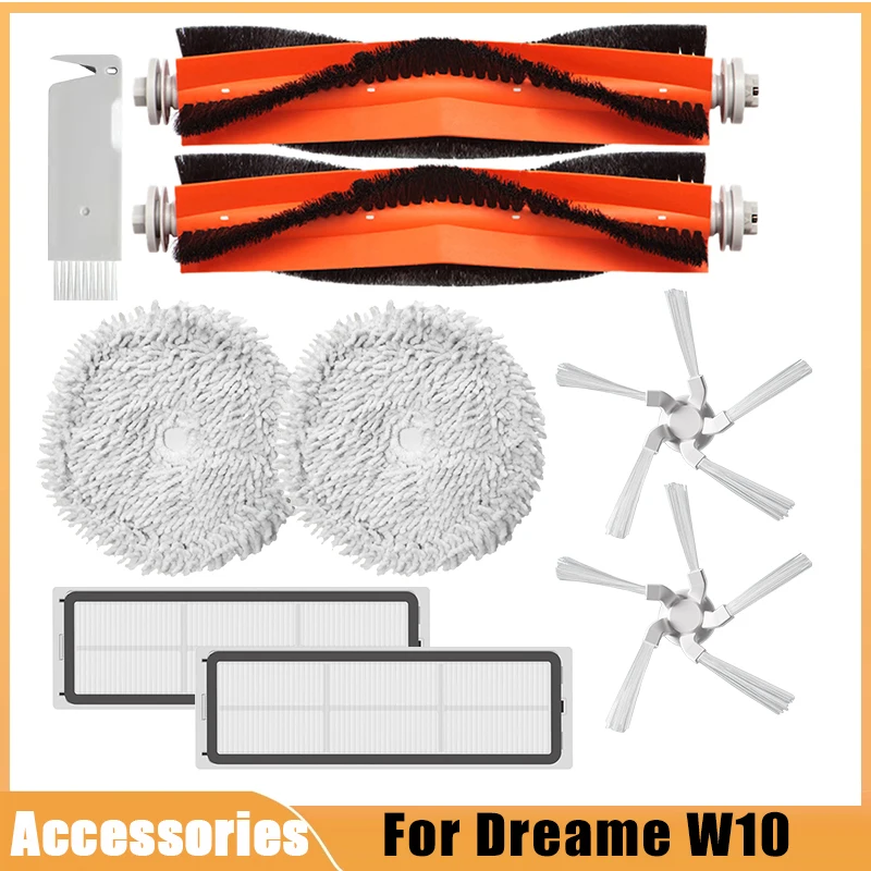 

For Dreame Bot W10 Self-Cleaning Robot Vacuum Cleaner Accessories Main Side Brush Washable HEPA Filter Mop Cloth Spare Parts