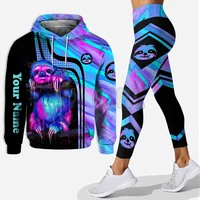 yx girl love sloths custom you name combo hoodie legging combo outfit yoga fitness legging women 3d printed apparel