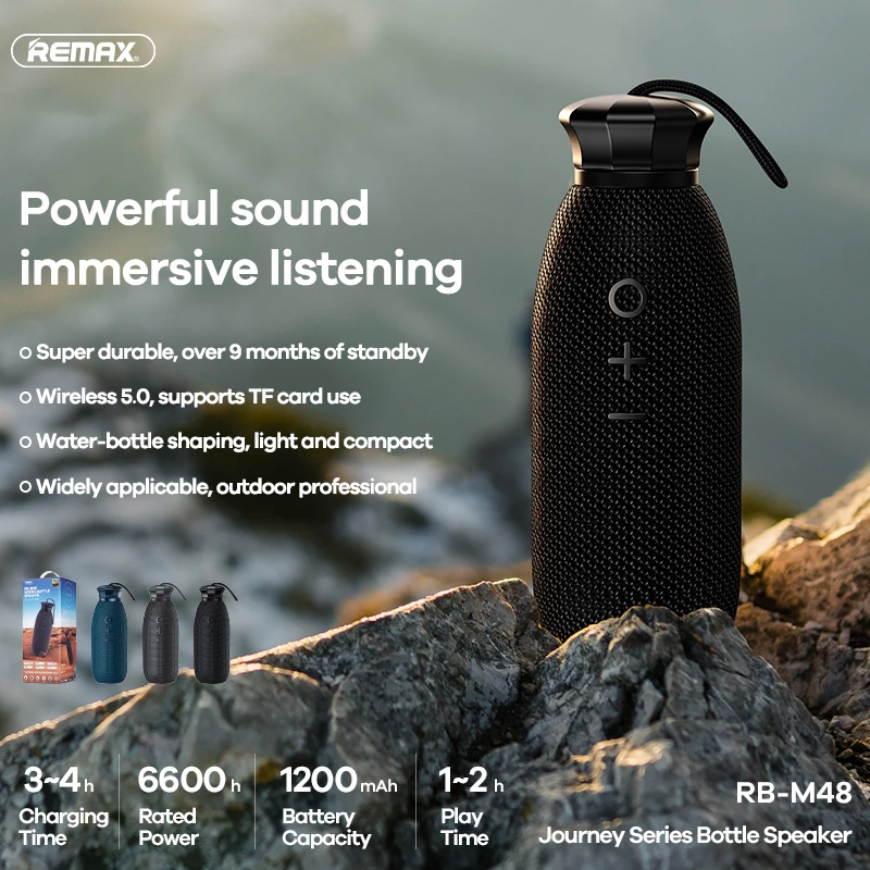 

Remax Portable Bluetooth Speaker Wireless Bass Column Outdoor Button-control Music Hands-free calling Speakers TF Card Subwoofer