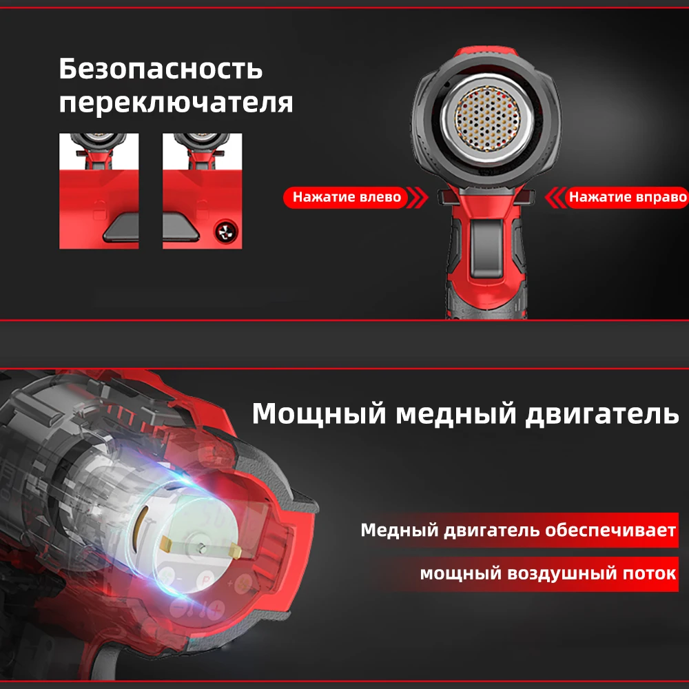 Электрический тепловой пистолет с 3 насадками