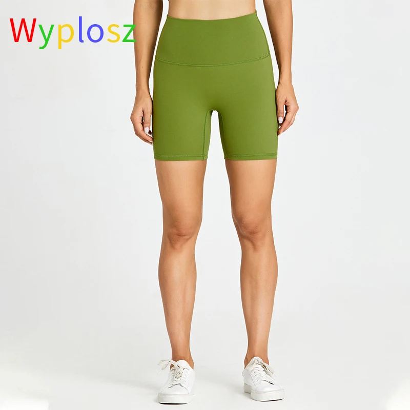 Wyplosz Nude Nylon Fitness Jogger Yoga Shorts High Waist Solid Color Sports Slim Gym Female Double-sided Sanding Push Up Summer