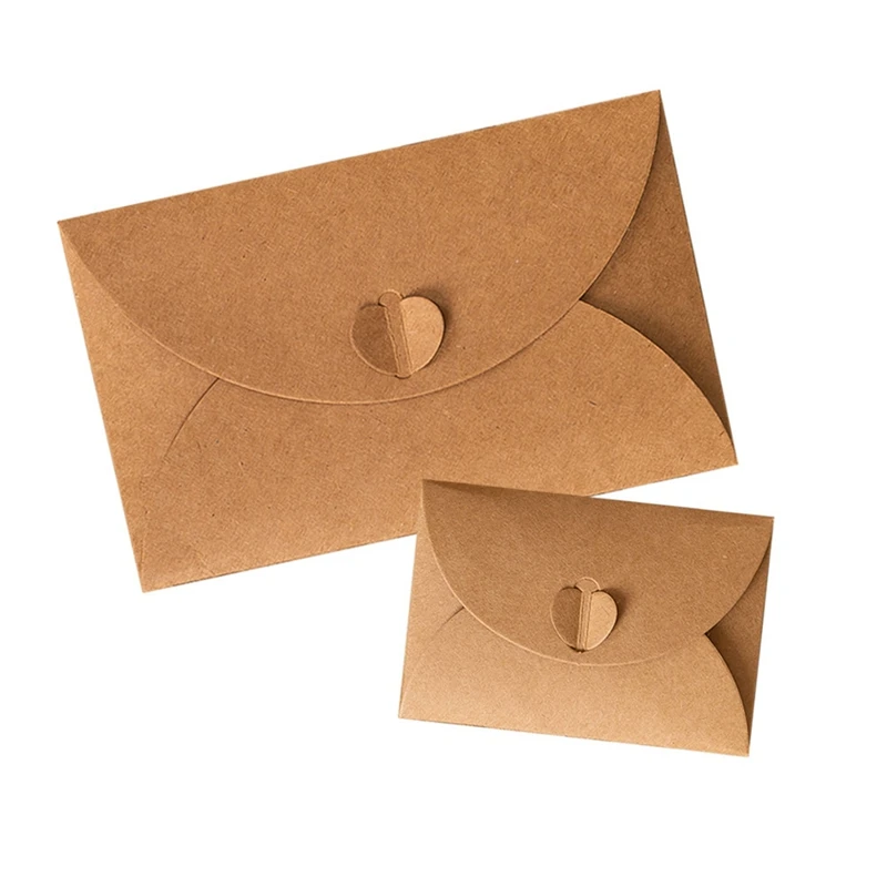 

100Pcs Kraft Mini Envelopes Brown Kraft Envelopes Retro Love Kraft Paper For Gift Cards And Business Cards 103X70mm
