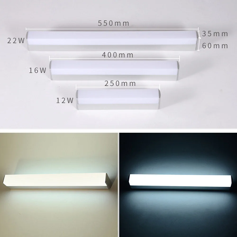 12W 16W 22W Wall Lamp Bathroom Led Mirror Light Waterproof AC85-265V LED Tube Warm / Cool White Wall Lamps For Home Lighting