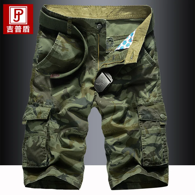 

Men's Thin Loose Workwear Shorts, Multi Pocket, Split Mid Pants, Cotton Casual Camo Capris, Summer Cargo Pants, New, 2023