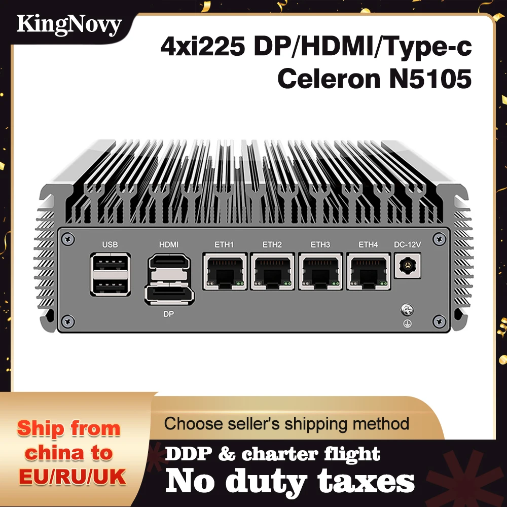 2 5G мягкий мини-роутер Celeron N5105 четырехъядерный * DDR4 NVMe SSD 4 Intel i225 Nics HDMI2.0 DP Type-C pfSense