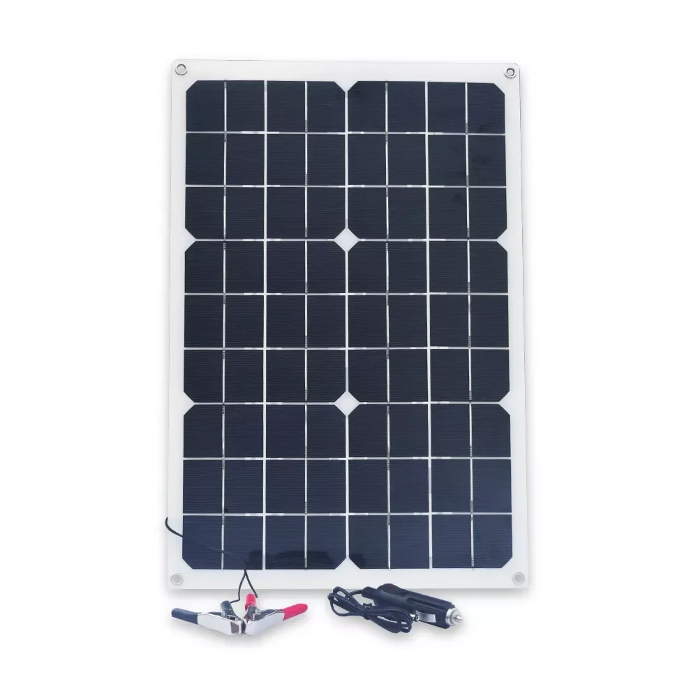 

20W Solar Panel Kit Monocrystalline Cell Flexible Panels DC+USB Output Port 12V Battery Charger for Phone Tablet Car Camping