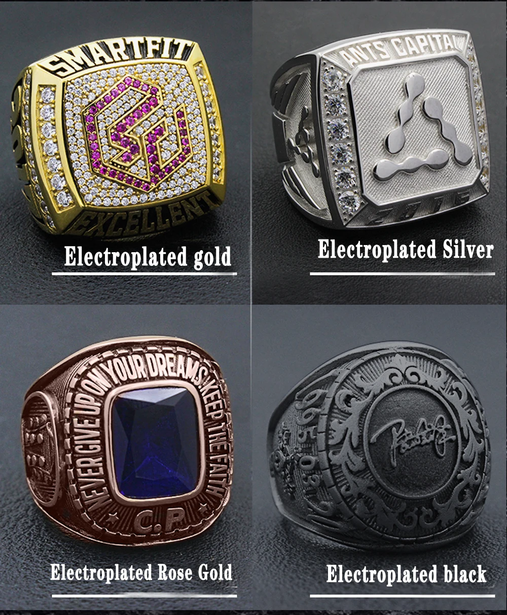 Customized Silver Ring 925 Sterling Silver Couple Competition Champion and Runner up DIY Hand Carved Original Pendant Silver Jew