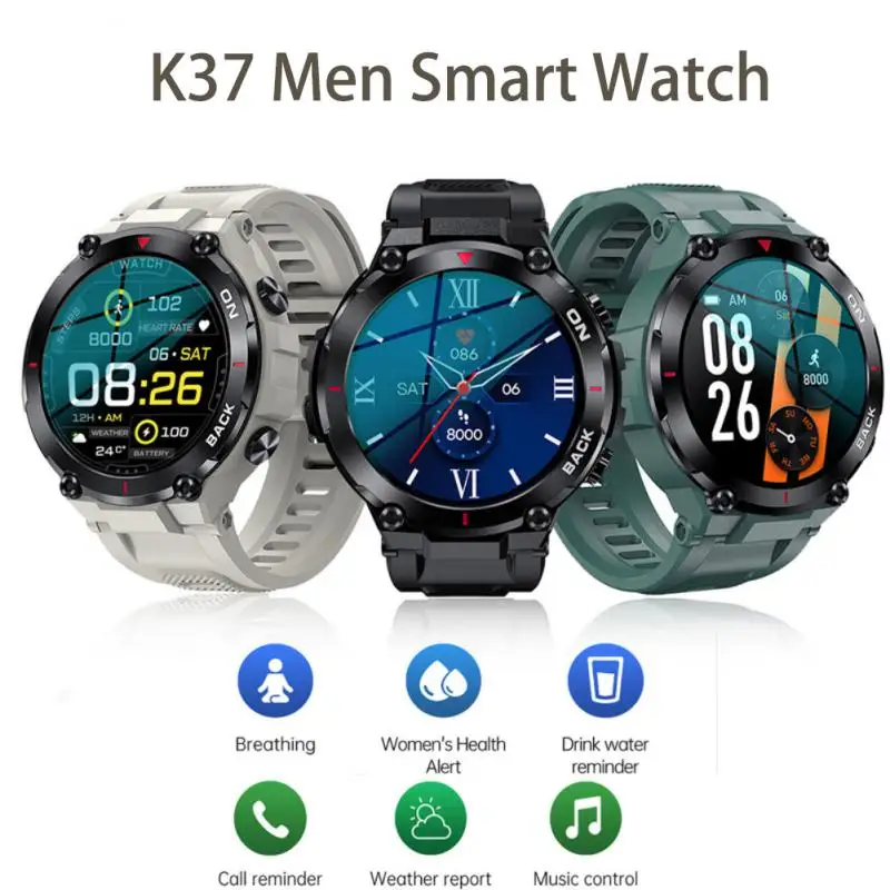 

Мужские Смарт-часы K37 с GPS-навигацией, спортивный фитнес-трекер с большой батареей 480 мАч, пульсометром, водонепроницаемые IP68 Смарт-часы