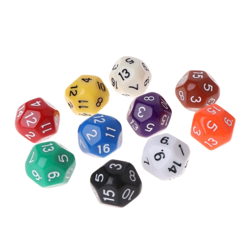 

B36F 10pcs 16 Sided D16 Polyhedral Dices For Table Games