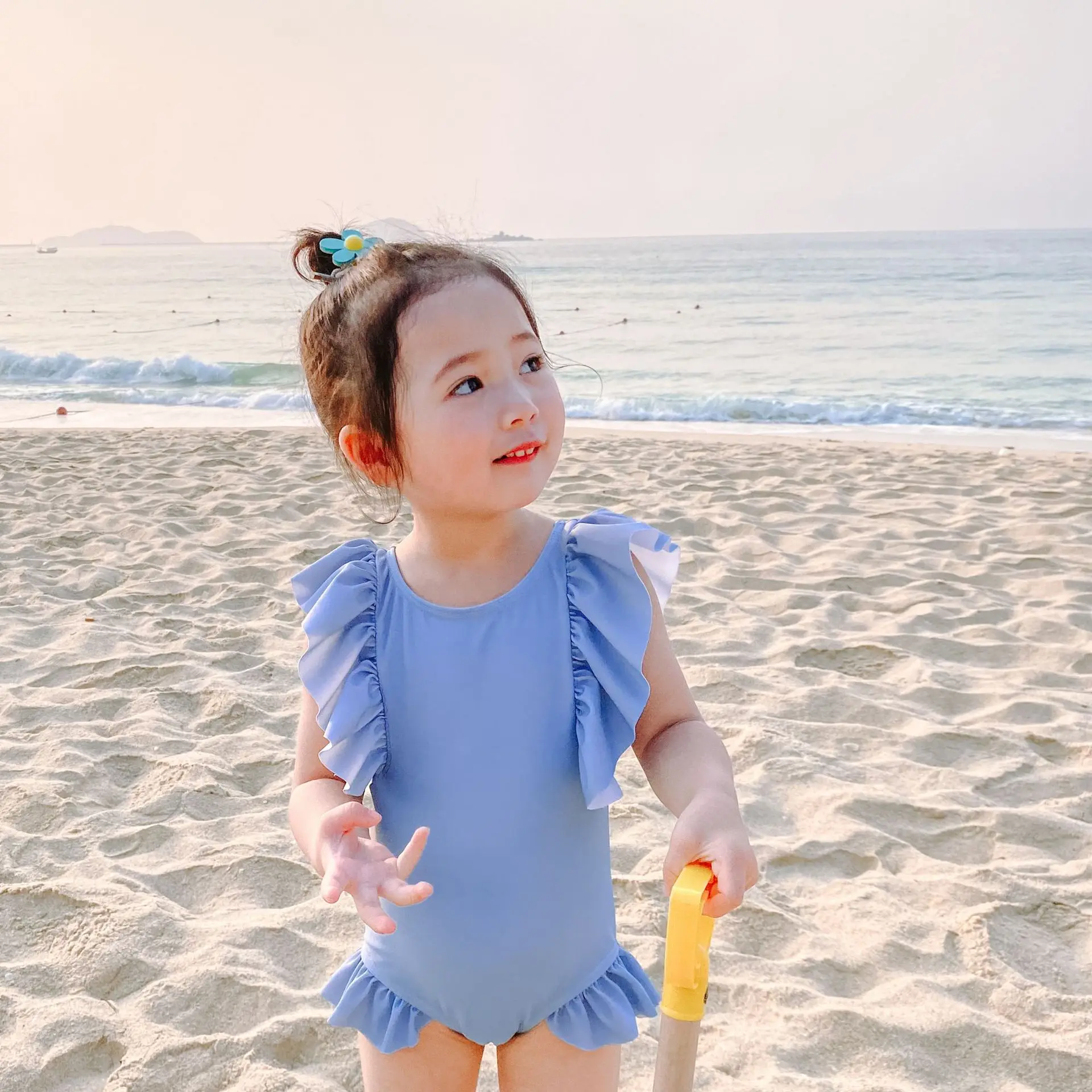 

Baby Swimsuit Cartoon Solid Color Siamese Children Swimsuit 2-10Y Backless Big Bow Girl Bikini Beach Summer Swimming Swimwear
