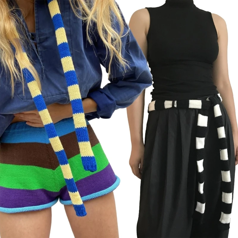 

Lady Harajuku Cool Scarf Y2k Girls Striped Decorative Knitted Scarf Fashion Cloth Street Casual Neckerchief