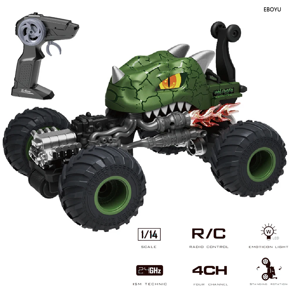 2.4ghz 4ch 360 Rolling Twister With Light Remote Control Dinosaur Toys Car Vehicles For Kids