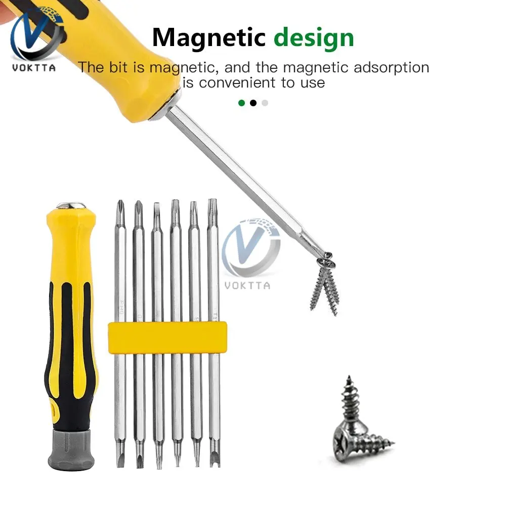 

6 In 1 Screwdriver Head Set Cross Magnetic Screwdriver Special-shaped Double-head Multi-function Screwdriver Head Flat Hand Tool