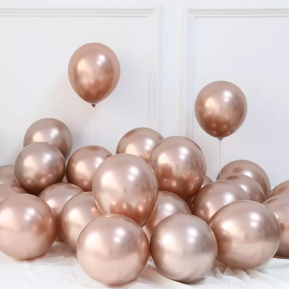 

20Pcs 5/10/12Inch Rose Gold Champagne Gold Chrome Balloons Chrome Metal Globos Birthday Party Wedding Decorations Baby Shower