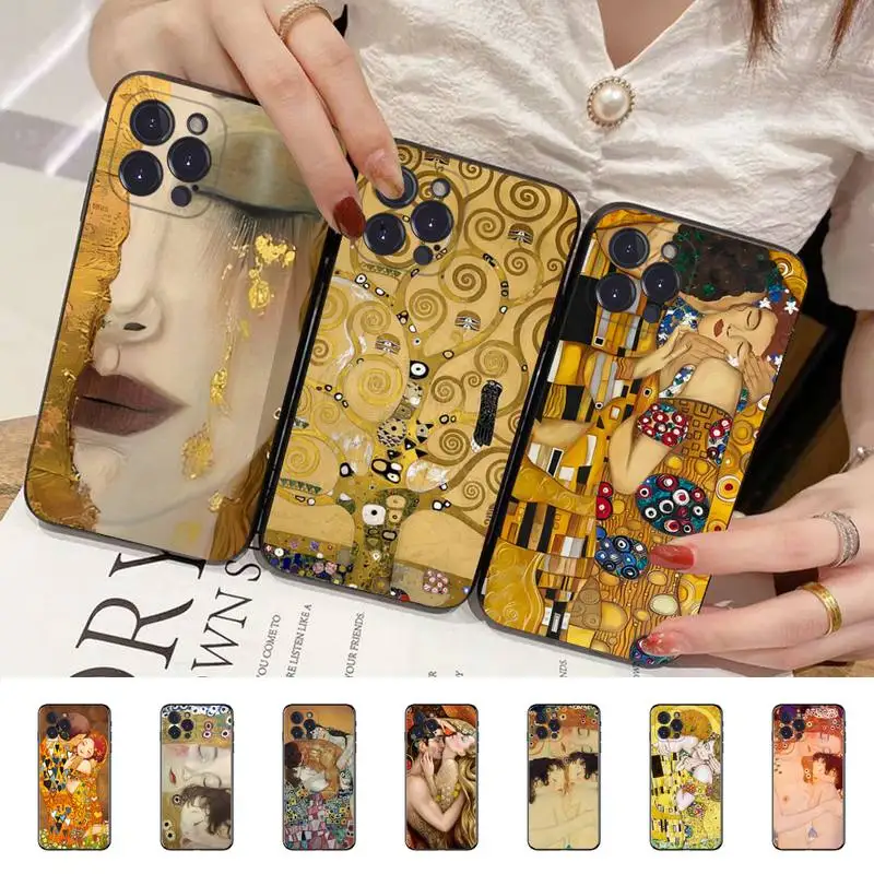

YNDFCNB Kiss by Gustav K-Klimt Phone Case for iPhone 11 12 13 mini pro XS MAX 8 7 6 6S Plus X 5S SE 2020 XR case