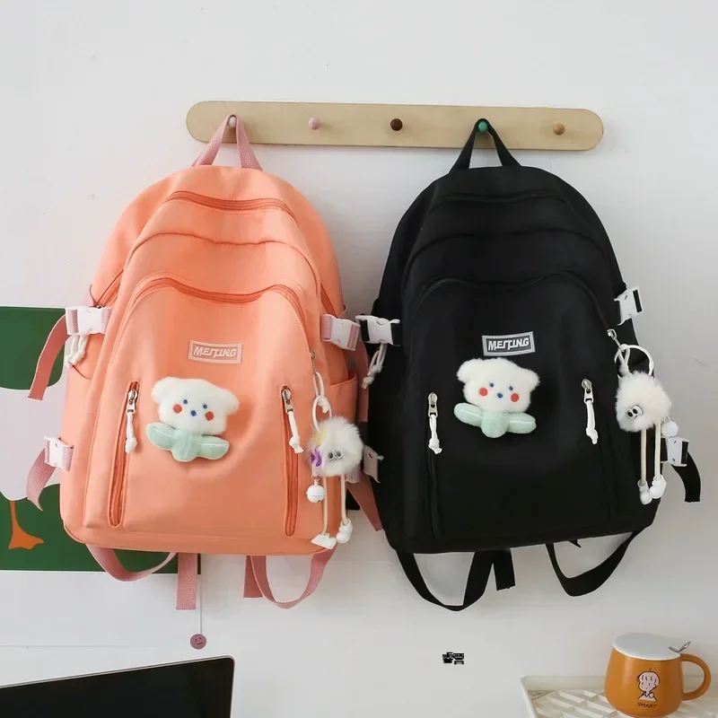 

Повседневный рюкзак для женщин, вместительные школьные ранцы, японский упрощенный однотонный рюкзак в стиле Харадзюку для подростков