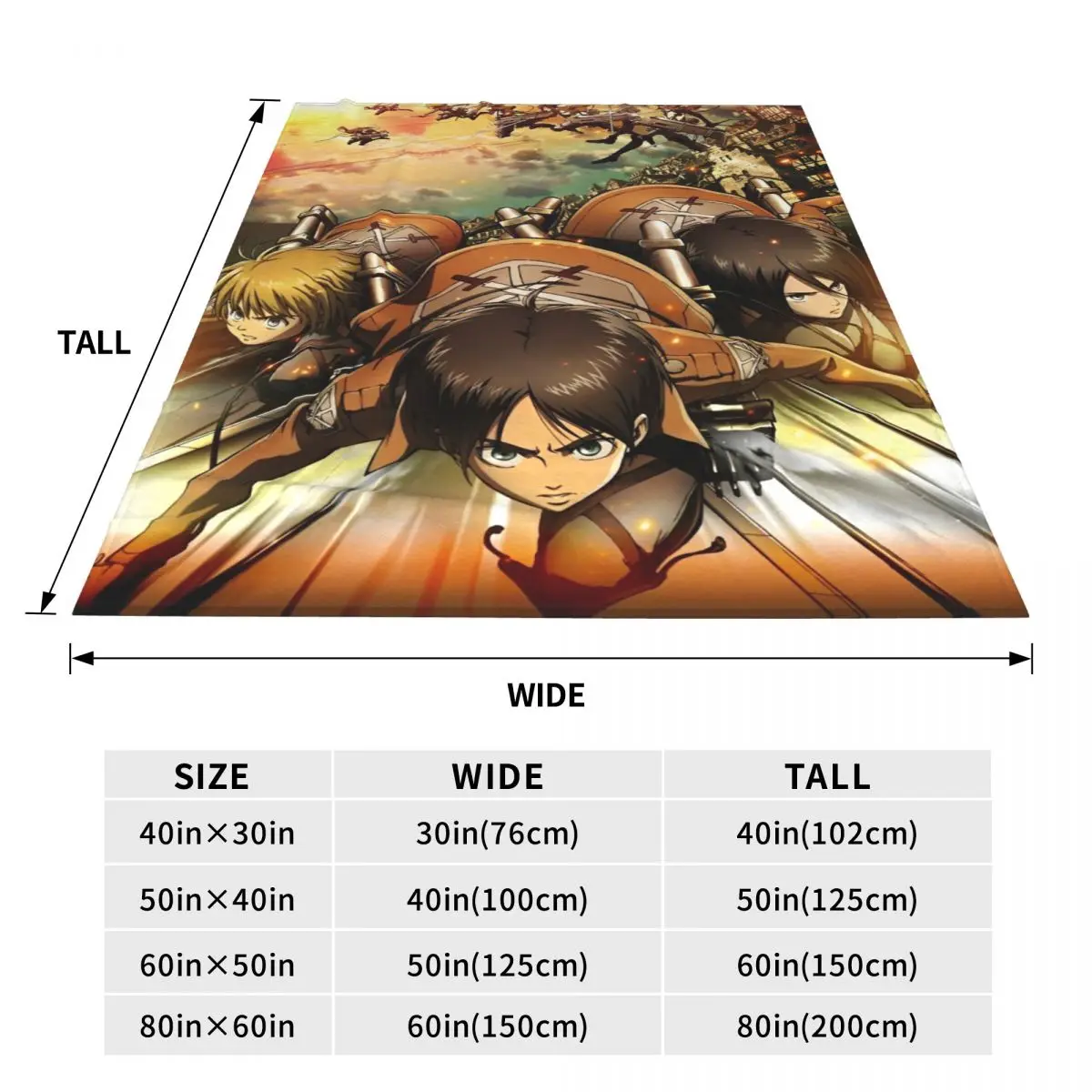 Одеяло в стиле аниме Атака Титанов флисовое одеяло пост-апокалиптическое супер