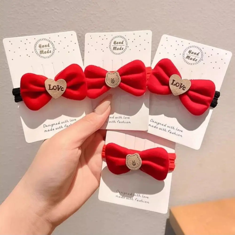 Бархатные резинки для волос с красным бантом эластичная резинка повязка толстой