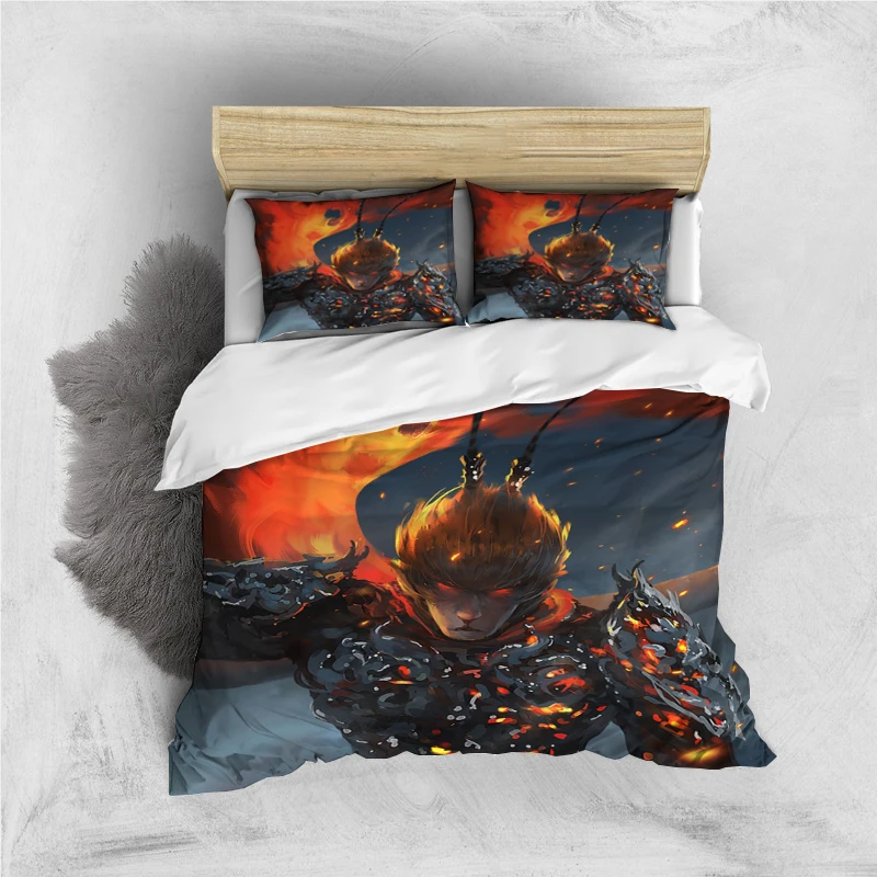

Sun WuKong Monkey King Print Three Piece Bedding Set Fashion Article Children or Adults for Beds Quilt Covers Pillowcases Gift