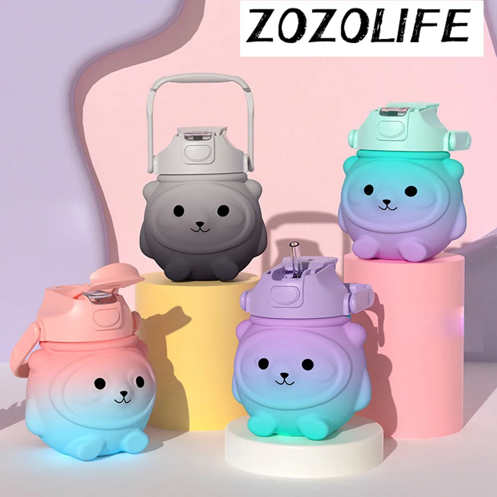 

2022 Newest 1000ML Cute Water Bottle Girls Boys Kawaii Children'S Cartoon Bear Big Belly Cup Fitness jugs For Outdoor Sports Gym