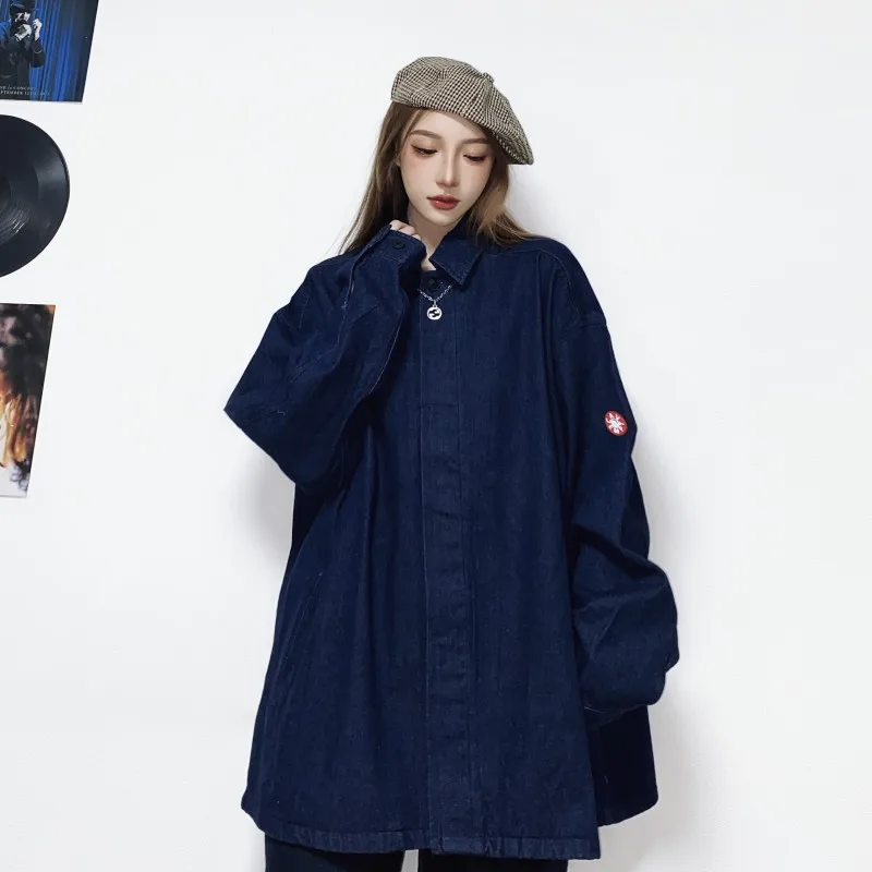 

CAVEMPT CE Japanese Style Autumn New Denim Top With Tannin Loose Coat Washed And Worn Long Sleeve Jacket