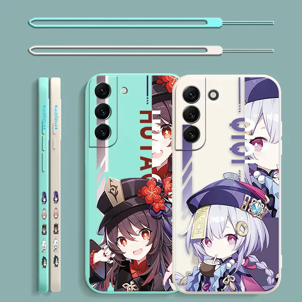 

Cute Girl Genshin impact Phone Case For Samsung Galaxy S23 S22 S21 S20 FE Ultra S11 S11E S10 S10E S9 Plus Lite Liquid Rope Cover