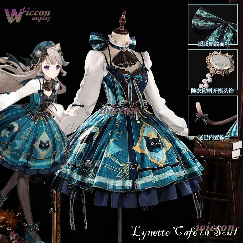Фото YesOk Genshin Impact Lynette Cafe in Soul, костюмы для косплея, парик Лолиты, нарядное платье, парик, женский парик на Хэллоуин, карнавал, Uni №2