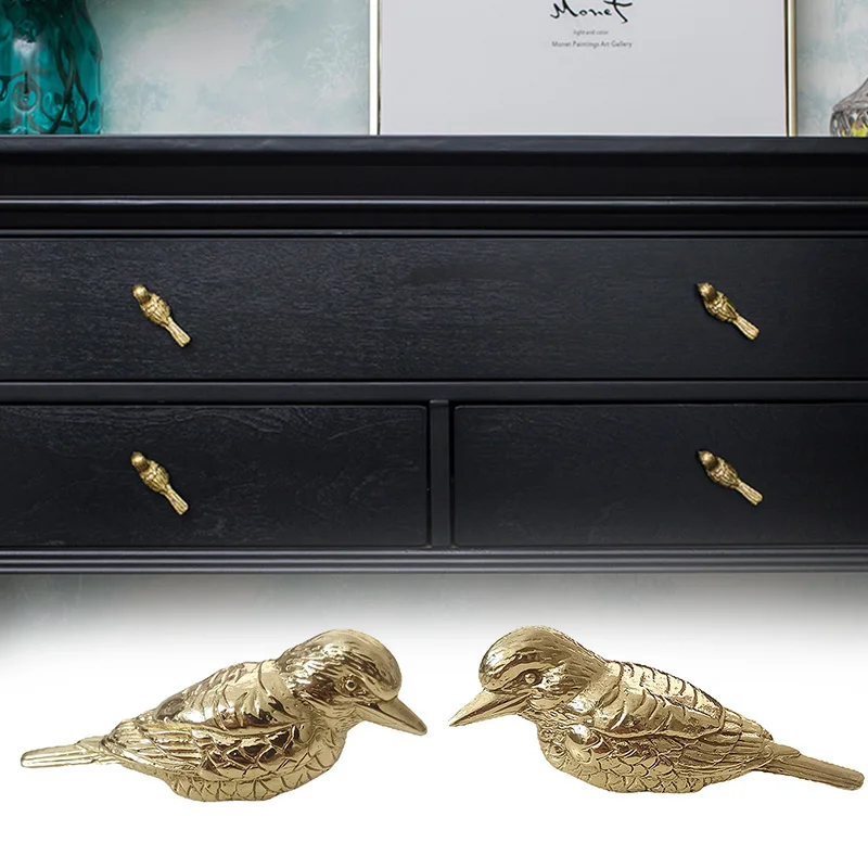 

Modern Copper Shaped Bird Handles Gold Single Brass Cabinet Door Handles Comfortable DIY Furniture Handle Hardware Accessories