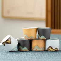 handmade high ceramic teacup chinese crockery small quality tea set master tea cups single retro coffee cup mug 5055ml