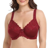 new wine red plus size bras for women sexy lace embroidery underwired thin bra big cup full cup bra women c d e f g h i j cup
