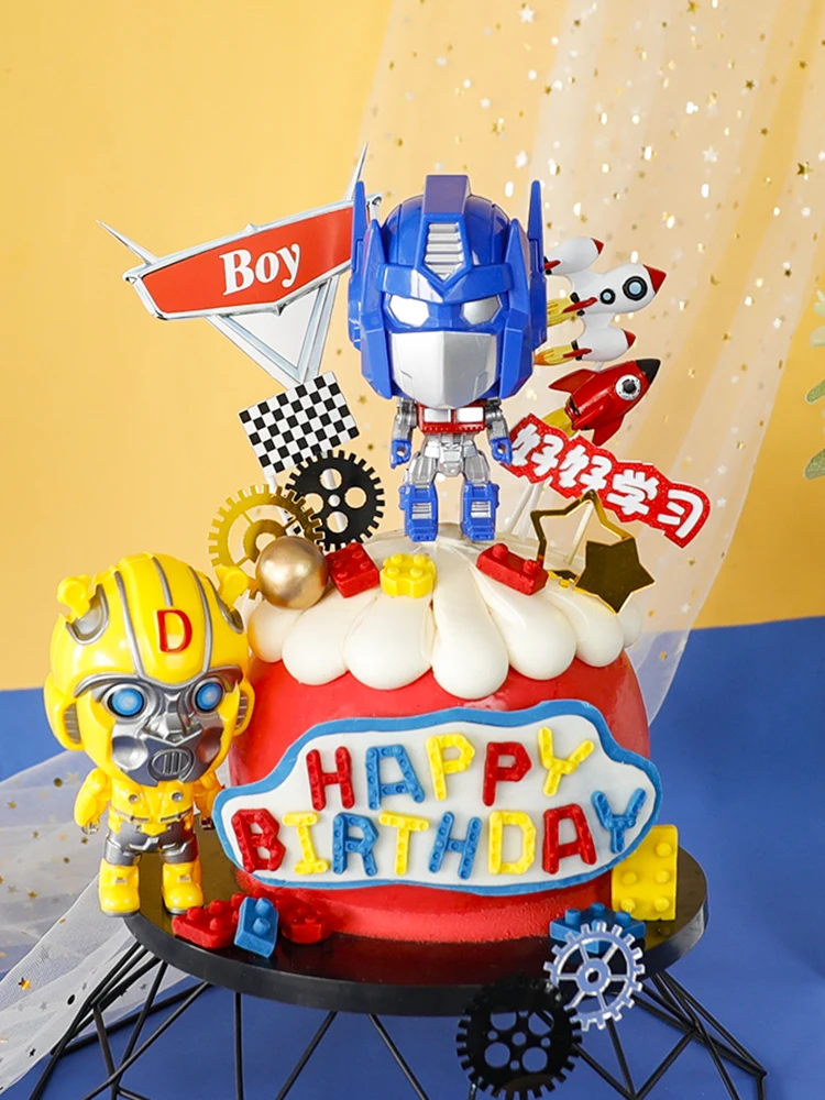 

Robot Optimus Prime Transformers DIY Happy Birthday Cake Topper Decorating Boy Love Kids Gift Toy Party Cupcake Dessert Supplies