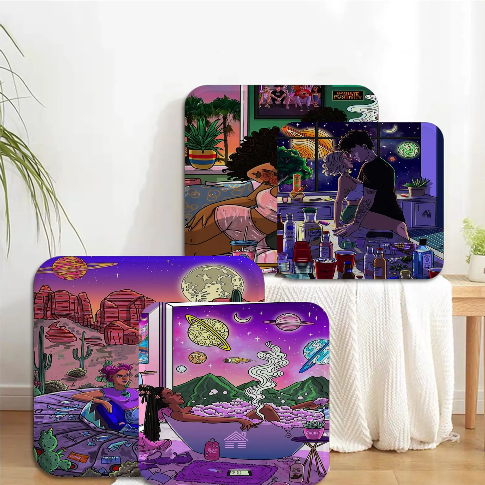 

Cartoon Aesthetics Girl Tie Rope Meditation Cushion Stool Pad Dining Chair Tatami Seat Cushion Anti-Slip Cushions Home Decor